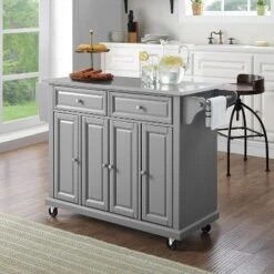 Stainless Steel Top Kitchen Cart/Island Vintage Gray - Crosley 16 Stainless Steel Top Kitchen Cart/Island Vintage Gray - Crosley -Baxton Home Shop GUEST deab7019 7ef9 44a4 8fb2 802560fa3b04