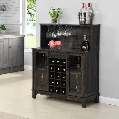 Wine Bar Cabinet With Glass Doors - Home Source 7 Wine Bar Cabinet With Glass Doors - Home Source - Image 5