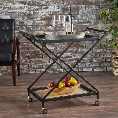 Sherianne Industrial Iron Bar Cart - Christopher Knight Home 2 Sherianne Industrial Iron Bar Cart - Christopher Knight Home