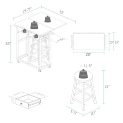 Square Hardwood Drop Leaf Table Top Breakfast Cart Natural/White - Flora Home -Baxton Home Shop GUEST df36a36a 13f4 4c21 b4aa a85ae77842f6