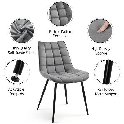 Yaheetech Set Of 2 Dining Kitchen Chairs With Backrest For Kitchen, Gray 4 Yaheetech Set Of 2 Dining Kitchen Chairs With Backrest For Kitchen, Gray - Image 3