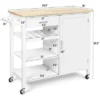 Costway 4-Tier Wood Kitchen Island Trolley Cart Storage Cabinet W/ Wine Rack White -Baxton Home Shop GUEST dfe09154 8e8b 4f09 87ab 34bbb6c12787