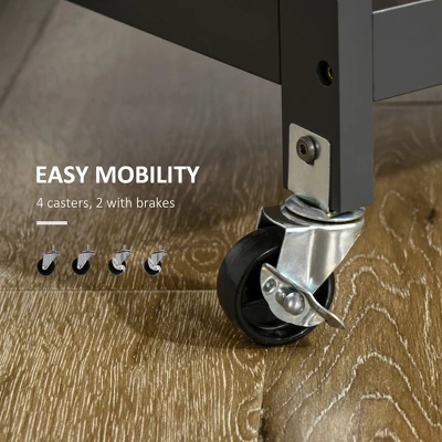 HOMCOM Utility Kitchen Cart, Rolling Kitchen Island Storage Trolley With Rack, Shelves, Drawer And Cabinet, Gray 6 HOMCOM Utility Kitchen Cart, Rolling Kitchen Island Storage Trolley With Rack, Shelves, Drawer And Cabinet, Gray - Image 4