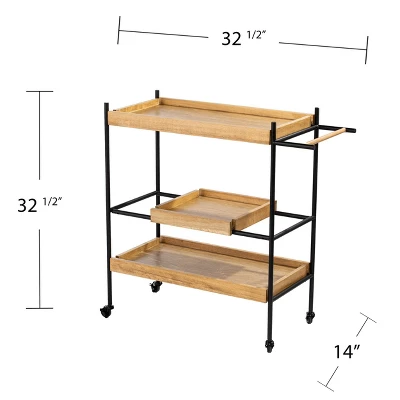 Jengarn Rolling Bar Cart Natural/Black - Aiden Lane 12 Jengarn Rolling Bar Cart Natural/Black - Aiden Lane - Image 10