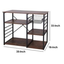 Wood And Metal Bakers Rack With 4 Shelves And Wire Basket Brown/Black - Benzara 17 Wood And Metal Bakers Rack With 4 Shelves And Wire Basket Brown/Black - Benzara -Baxton Home Shop GUEST e0a7a30f c733 4d8c b564 69c24696d102