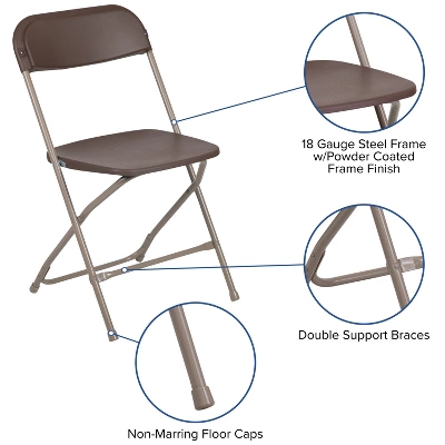 Emma And Oliver Set Of 2 Stackable Folding Plastic Chairs - 650 LB Weight Capacity 5 Emma And Oliver Set Of 2 Stackable Folding Plastic Chairs - 650 LB Weight Capacity - Image 3