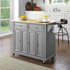 Natural Wood Top Kitchen Cart/Island Vintage Gray - Crosley -Baxton Home Shop GUEST e1348998 fdf6 4cf8 a45e c15559fc0426