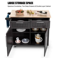 Costway Rolling Kitchen Cart Island Heavy Duty Storage Brown Trolley Cabinet Utility Modern -Baxton Home Shop GUEST e14f1d9e bb60 4e97 a009 5d6715425566