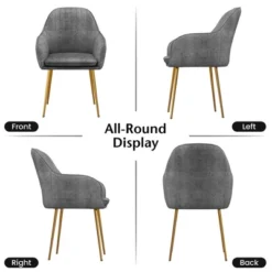 Costway Set Of 2 Velvet Dining Chairs Mid-Back Leisure Armchair W/ Gold Leg PinkGray -Baxton Home Shop GUEST e203c3f2 7656 4d3f 990f edf66d25144f