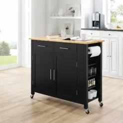Full Savannah Wood Top Kitchen Island Cart Black/Natural - Crosley -Baxton Home Shop GUEST e2577f8d b25d 411d b413 639900658951