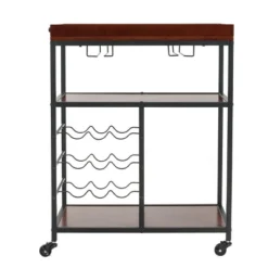 Costway 3 Tier Kitchen Trolley Utility Cart W/Wine Rack & Glass Holder -Baxton Home Shop GUEST e39e6254 9a5a 40f5 b771 f6fca115c324