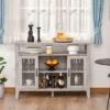 HOMCOM Retro Style Storage Sideboard Buffet With 3 Open Compartments, 2 Framed Glass Door Cabinets And Anti-Topple -Baxton Home Shop GUEST e408e643 b9c8 4022 8787 f822c78e5e5d