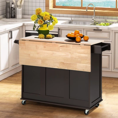 Costway Kitchen Island Cart On Wheels, Mobile Kitchen Island Rolling Island Trolley W/ 2-Door Cabinet 3 Costway Kitchen Island Cart On Wheels, Mobile Kitchen Island Rolling Island Trolley W/ 2-Door Cabinet