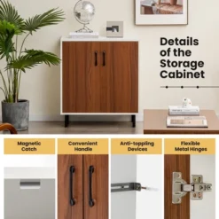 Costway Set Of 2 Sideboard Buffet Storage Cabinet Kitchen Cupboard With Adjustable Shelf -Baxton Home Shop GUEST e5d7f6fd 3628 4429 8b49 494e37508d6a