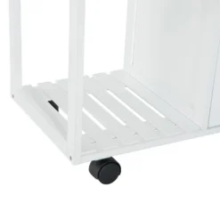 HOMCOM 28" Rolling Kitchen Trolley Serving Cart Storage Cabinet Bamboo Top With Wire Basket & Door Cabinet & Drawers, White 12 HOMCOM 28" Rolling Kitchen Trolley Serving Cart Storage Cabinet Bamboo Top With Wire Basket & Door Cabinet & Drawers, White -Baxton Home Shop GUEST e5fed92d 8c8f 4183 b676 a09c7b2ae63c