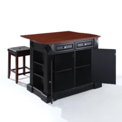 Coventry Drop Leaf Top Kitchen Island With Upholstered Square Stools Black - Crosley 18 Coventry Drop Leaf Top Kitchen Island With Upholstered Square Stools Black - Crosley -Baxton Home Shop GUEST e610dd84 3d7c 474d 92d2 d267383a0661