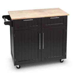 Costway Rolling Kitchen Cart Island Heavy Duty Storage Brown Trolley Cabinet Utility Modern -Baxton Home Shop GUEST e8a05e7d a1ea 4e5c 9af0 8d380cb27f37