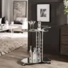 Bedford Chrome Finish Round Edge Bar Cart Silver - Inspire Q -Baxton Home Shop GUEST e9c9041d 316d 47c4 9d84 fff37b42eb6f