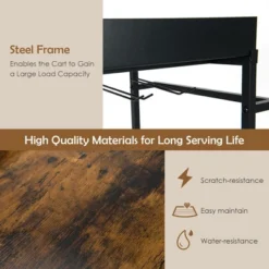 Costway 4-Tier Kitchen Carts Rolling Serving Trolley Wine Rack Removable Tray Basket -Baxton Home Shop GUEST ea2b1917 ed17 4357 b9e0 92e010409ccc