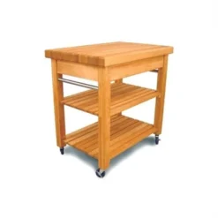 Wood Catskill French Country Small Butcher Block Kitchen Cart In Natural Brown - Catskill Craftsmen