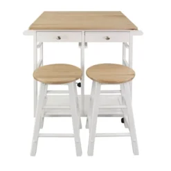 Square Hardwood Drop Leaf Table Top Breakfast Cart Natural/White - Flora Home -Baxton Home Shop GUEST eab09d16 8b51 4c0a bd79 bee7928d9027
