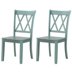 Costway Set Of 2 Wood Dining Chair Cross Back Dining Room Side Chair Mint Green Home Kitchen -Baxton Home Shop GUEST ead99f77 5a06 4076 9317 56bd443e93bf