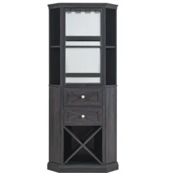 Home Source Corner Bar Cabinet With Rotating Wine Rack -Baxton Home Shop GUEST eb736927 342b 4da0 b389 ece086d1ae9a