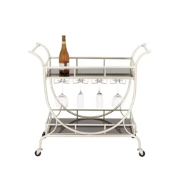 Modern 2 Tier Cart Silver - Olivia & May -Baxton Home Shop GUEST eb7ff501 4754 48b8 989e 9cdc9f7cf6ec