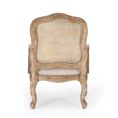 Set Of 2 Andrea French Country Wood And Cane Upholstered Dining Armchairs - Christopher Knight Home 8 Set Of 2 Andrea French Country Wood And Cane Upholstered Dining Armchairs - Christopher Knight Home - Image 6