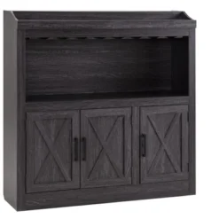 Home Source Bar Cabinet With Stem Glass Placement And Wooden Doors In Charcoal -Baxton Home Shop GUEST ecbfc0e0 3631 43f7 9880 40b136381569