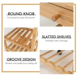 Costway Rolling Kitchen Island Utility Trolley Cart W/Drawer & Wine Rack -Baxton Home Shop GUEST ed36e5f4 374a 404c 969a f435bfbb5c18