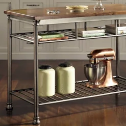 Orleans Kitchen Island Stainless Steel Base With Wood Top Brown - Homestyles -Baxton Home Shop GUEST edf65c65 792a 410f b2c5 a2f8a711ca96