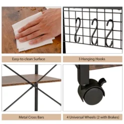 Costway 4-Tier Rolling Bakers Rack Industrial Utility Microwave Oven Stand Cart W/ Hooks 14 Costway 4-Tier Rolling Bakers Rack Industrial Utility Microwave Oven Stand Cart W/ Hooks -Baxton Home Shop GUEST ee079c53 d550 49b6 a2fb 106bd18e990b