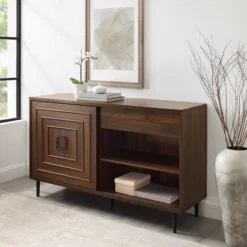 52" Modern Sliding Door Sideboard Dark Walnut - Saracina Home -Baxton Home Shop GUEST ee2cb211 435f 4c05 af57 9b154e1bca90