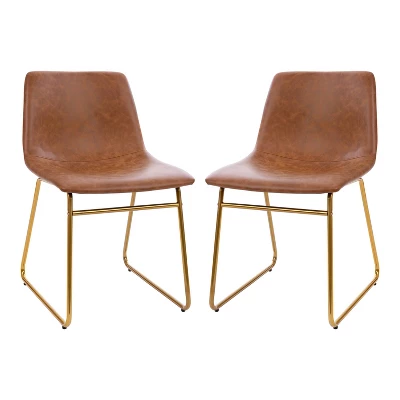 Set Of 2 Faux Leather Bucket Seat Dining Chairs With Frame - Merrick Lane 7 Set Of 2 Faux Leather Bucket Seat Dining Chairs With Frame - Merrick Lane - Image 5