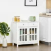 HOMCOM Sideboard Buffet Cabinet, Storage Cabinet Cupboard Table With Glass Doors, Adjustable Shelf Cabinet And 2 Drawers For Kitchen -Baxton Home Shop GUEST eea107eb b59c 4dbd bd97 8c134d313502