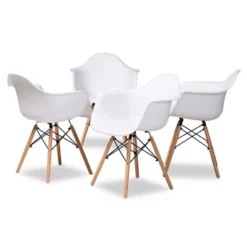 4pc Galen Plastic And Wood Dining Chair Set - Baxton Studio -Baxton Home Shop GUEST f0a1a705 0449 458d b6a8 49cd6921a228