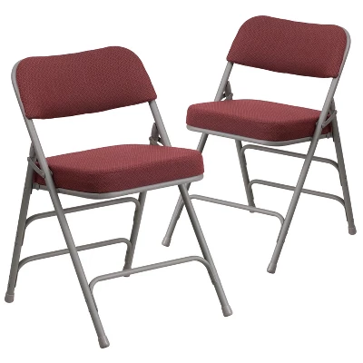 Emma And Oliver 2 Pack Premium Curved Triple Braced & Hinged Fabric Upholstered Metal Folding Chair 13 Emma And Oliver 2 Pack Premium Curved Triple Braced & Hinged Fabric Upholstered Metal Folding Chair - Image 11