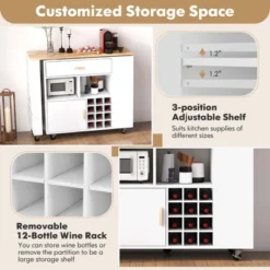 Costway Reversible Folding Kitchen Island Cart Utility Storage Trolley Wine Rack Shelves -Baxton Home Shop GUEST f18b650d b967 40e5 aec0 f93a4490be33