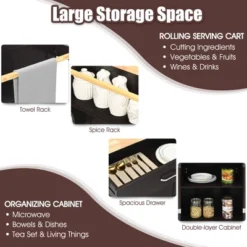 Costway Rolling Kitchen Island Utility Kitchen Cart Storage Cabinet Brown/White -Baxton Home Shop GUEST f25c56cd 89f1 4b36 8903 24ffb7aae5f2
