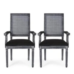Set Of 2 Maria French Country Wood And Cane Upholstered Dining Chairs - Christopher Knight Home -Baxton Home Shop GUEST f34a5f68 aeb5 4327 8486 74483f17b787