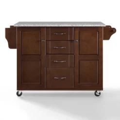 Eleanor Granite Top Kitchen Cart Mahogany/Gray - Crosley -Baxton Home Shop GUEST f3c7cb06 7ea5 4d61 ba46 db365c429d4f
