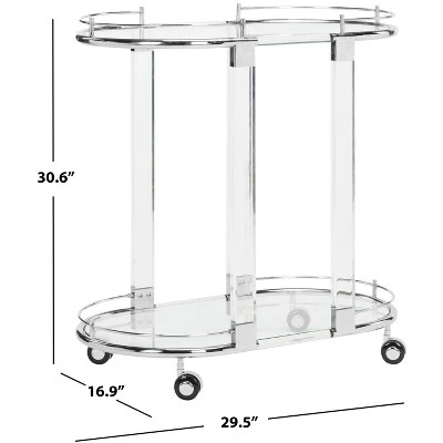 Lennon Acrylic Bar Trolley - Chrome - Safavieh 8 Lennon Acrylic Bar Trolley - Chrome - Safavieh - Image 6