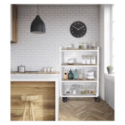 Cart System With Wheels 4 Tier White - Atlantic -Baxton Home Shop GUEST f4be22e3 77f6 4e69 a8d5 f498d49219f3