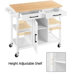 Yaheetech Mobile Kitchen Island Kitchen Trolley Cart With Adjustable Shelves White -Baxton Home Shop GUEST f4f46e20 af6e 499e ace8 56fa1728505e