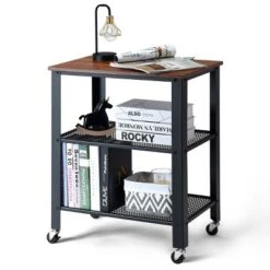 Industrial Serving Cart 3-Tier Kitchen Utility Cart On Wheels W/Storage Black -Baxton Home Shop GUEST f55d03d4 f188 48de 84e3 24de1a49b0dd