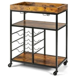 Costway 3-Tier Rolling Kitchen Cart Utility Trolley W/ Wine Bottle Rack 17 Costway 3-Tier Rolling Kitchen Cart Utility Trolley W/ Wine Bottle Rack -Baxton Home Shop GUEST f725c5d4 5e4a 4f65 8aa2 521ae0c273b6
