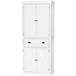 HOMCOM Freestanding Modern Farmhouse 4 Door Kitchen Pantry Cabinet, Storage Cabinet Organizer With 6-Tiers, 1 Drawer And 4 Adjustable Shelves, White 9 HOMCOM Freestanding Modern Farmhouse 4 Door Kitchen Pantry Cabinet, Storage Cabinet Organizer With 6-Tiers, 1 Drawer And 4 Adjustable Shelves, White -Baxton Home Shop GUEST f7a20809 8c3e 4a6f 8130 776f3c9fdc35