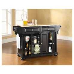 Alexandria Natural Wood Top Kitchen Island - Black - Crosley -Baxton Home Shop GUEST f7c3adac 9e66 4811 ac57 2d7e13ce9f5a