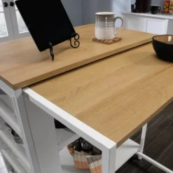 Counter Height Kitchen Island Baltic Oak Trim White - Sauder -Baxton Home Shop GUEST f7e15fb0 180d 4999 9595 444cec349d85